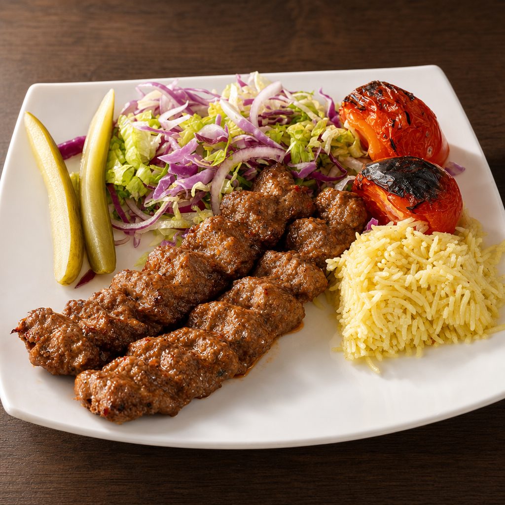 Kufta Beef Kabob Platter.