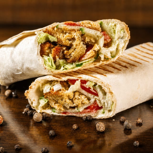 Falafel Sandwich, French Fries and Can Soda.